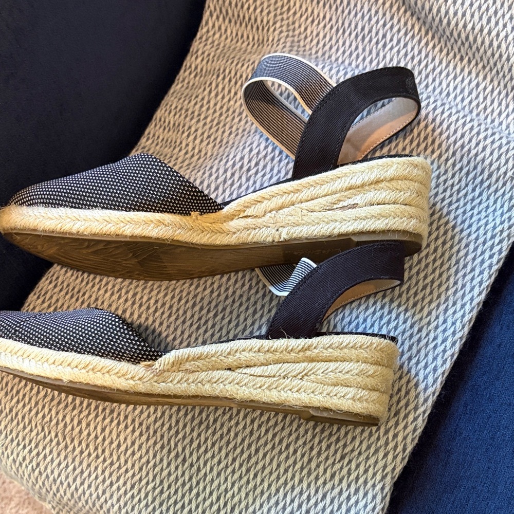 Life Stride Navy Espadrille Wedge Sandals with Elastic Ankle Strap - Picture 3 of 4
